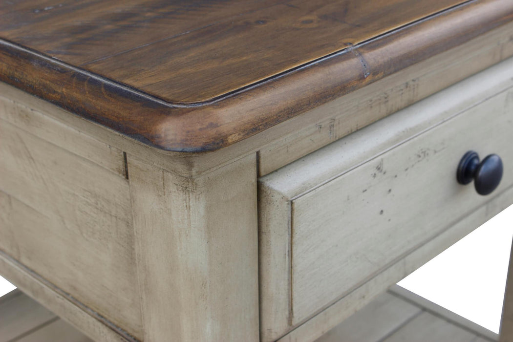 Sunset Trading Shades of Sand End Table | Drawer Shelf | Cream/Walnut Brown Solid Wood -  Chapter 11 Furniture (Lewiston, Maine)