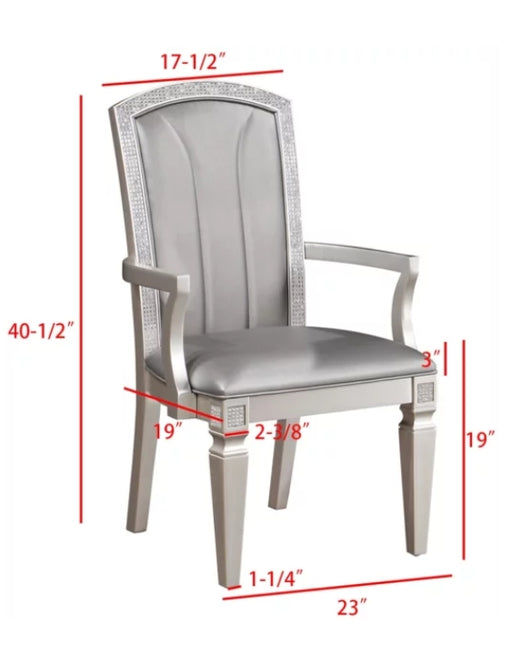 Crown Mark Klina Glam Dining Arm Chair in Light Gray (Set of 2) -  Chapter 11 Furniture (Lewiston, Maine)