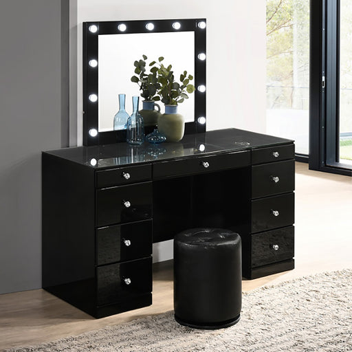 Crown Mark Furniture Morgan Vanity in Black B4851BK -  Chapter 11 Furniture (Lewiston, Maine)