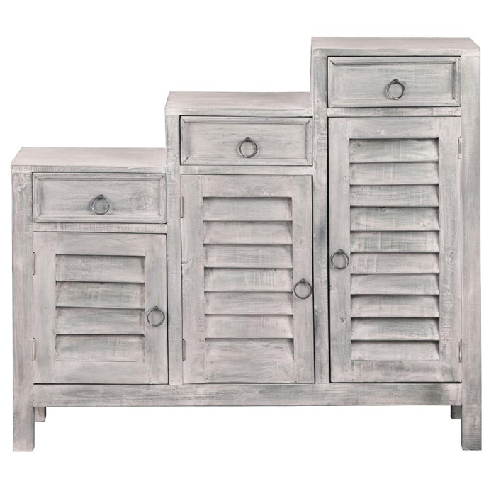 Sunset Trading Cottage Wood Sideboard | Natural Limewash Solid Wood | Fully Assembled Glass Display Cabinet