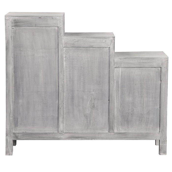 Sunset Trading Cottage Wood Sideboard | Natural Limewash Solid Wood | Fully Assembled Glass Display Cabinet