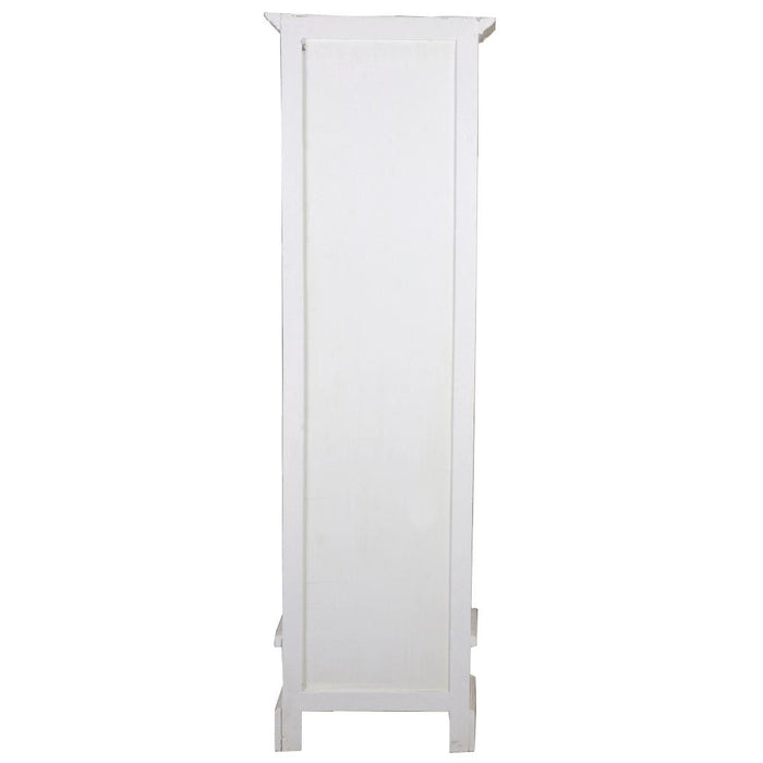 Sunset Trading Cottage Narrow Bookcase | Distressed White/Raftwood Brown Solid Wood | Fully Assembled Tall Shelf Cabinet