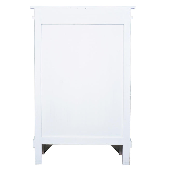 Sunset Trading Cottage Carved Accent Cabinet | Distressed White/Driftwood Brown Solid Wood | Fully Assembled Hall Table