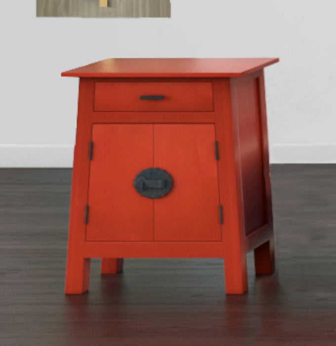 Sunset Trading Cottage Solid Wood Zen End Table | Distressed Red Nightstand | Fully Assembled Accent Cabinet