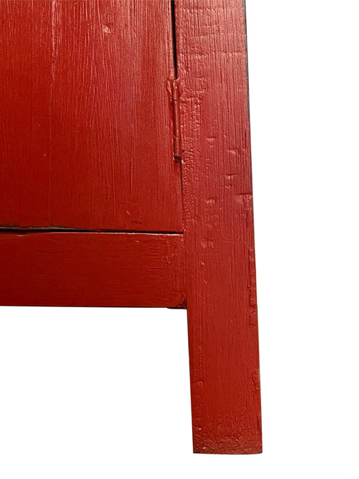 Sunset Trading Cottage Solid Wood Zen End Table | Distressed Red Nightstand | Fully Assembled Accent Cabinet