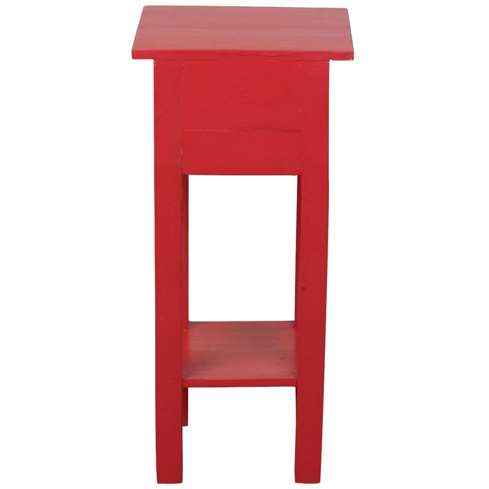 Sunset Trading Cottage Narrow Side End Table | Distressed Red Solid Wood | Fully Assembled Small Nightstand