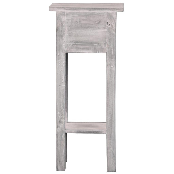 Sunset Trading Cottage Narrow Side End Table | Distressed Light Grey Solid Wood | Fully Assembled Small Nightstand