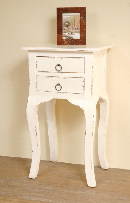 Sunset Trading Cottage Side End Table | Distressed White Solid Wood | Fully Assembled