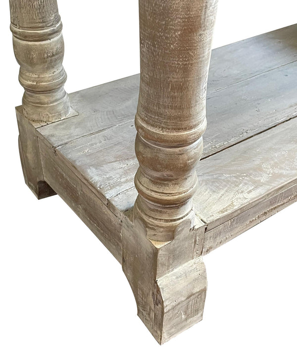 Sunset Trading Cottage Console Table | Natural Limewash Solid Wood | Fully Assembled Sideboard
