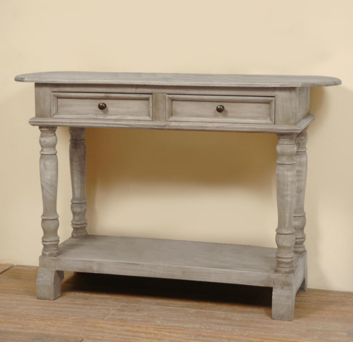 Sunset Trading Cottage Console Table | Natural Limewash Solid Wood | Fully Assembled Sideboard