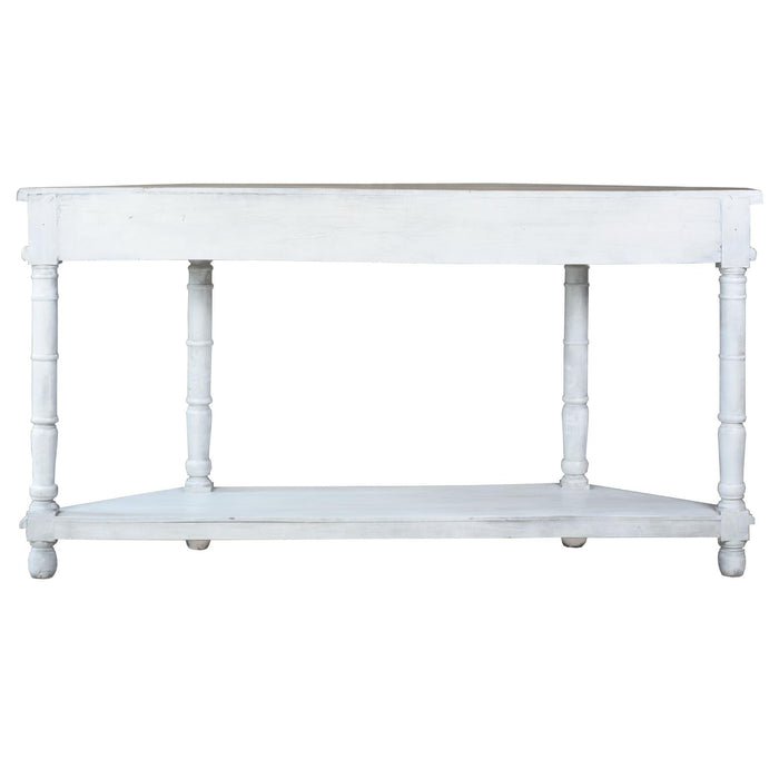 Sunset Trading Cottage Display Table | Vintage White/Salvage Brown Solid Wood | Fully Assembled Sideboard