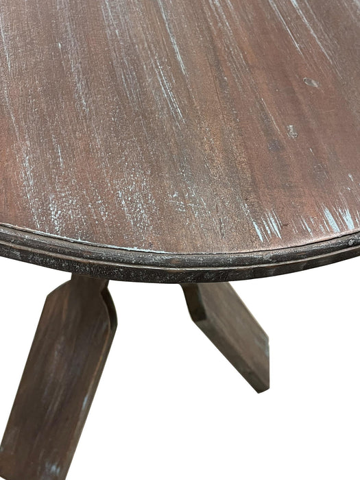 Sunset Trading Cottage Round Boat Oar Accent Table | Distressed Brown/Blue Solid Wood | Fully Assembled Nautical Stand