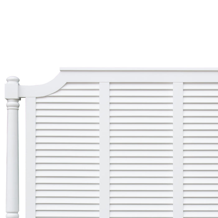 Sunset Trading White Shutter Wood Queen Bed | Coastal Queensize Bedroom Furniture