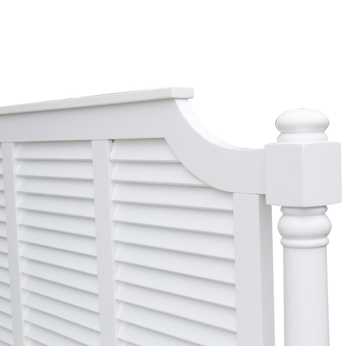 Sunset Trading White Shutter Wood Queen Bed | Coastal Queensize Bedroom Furniture