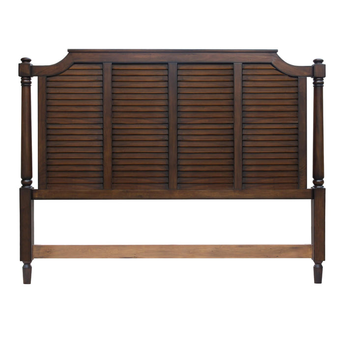 Sunset Trading Bahama Shutter Queen Bed | Tropical Walnut Brown Solid Wood
