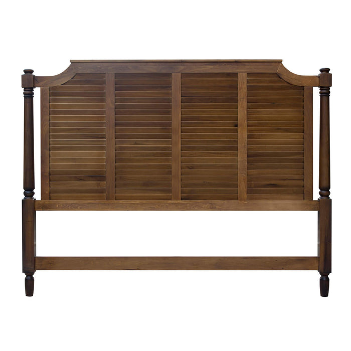 Sunset Trading Bahama Shutter Queen Bed | Tropical Walnut Brown Solid Wood