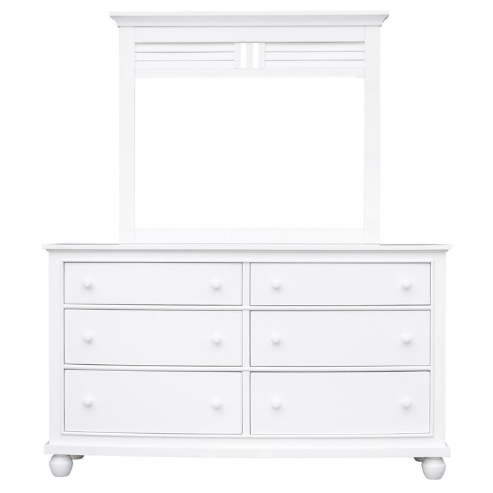 Sunset Trading White Shutter Wood 5 Piece King Bedroom Set | Fully Assembled Armoire Dresser Mirror 3 Drawer Nightstand