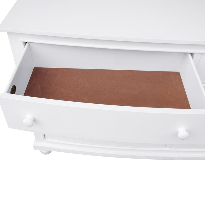 Sunset Trading White Shutter Wood 5 Piece Queen Bedroom Set | 3 Drawer Nightstand | 6 Drawer Dresser Mirror | Tall Dresser