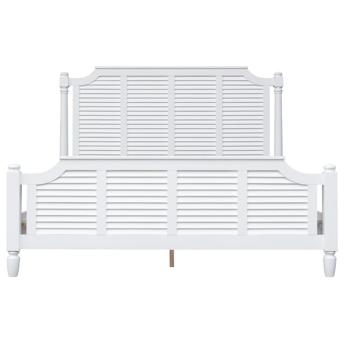 Sunset Trading White Shutter Wood King Bed
