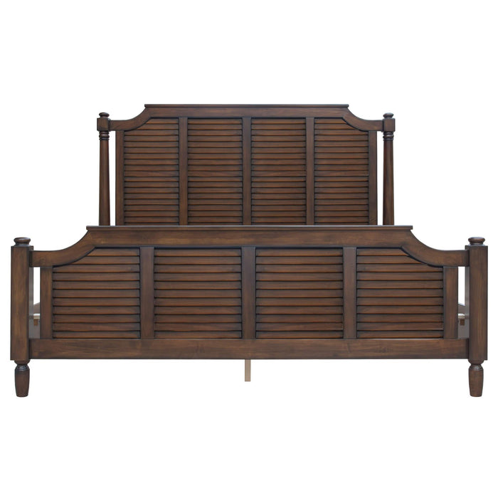 Sunset Trading Bahama Shutter Wood King Bed | Tropical Walnut Brown