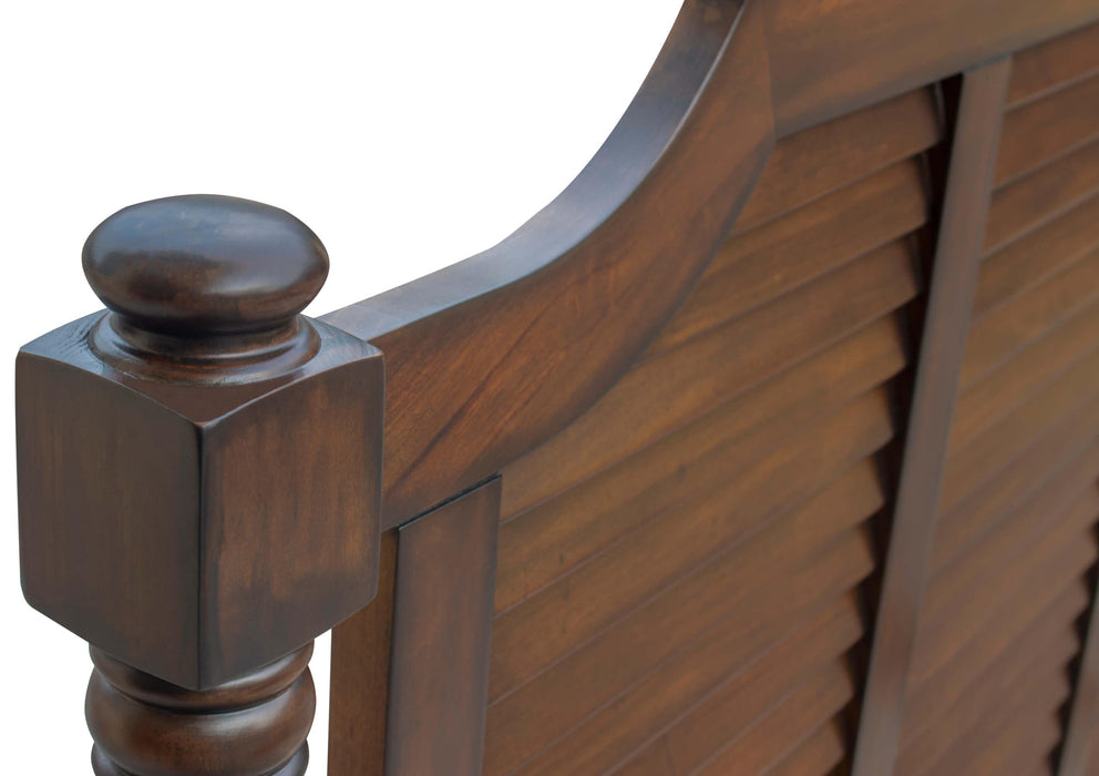 Sunset Trading Bahama Shutter Wood King Bed | Tropical Walnut Brown
