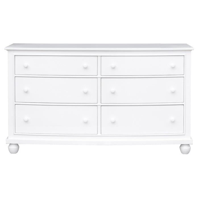 Sunset Trading White Shutter Wood 6 Drawer Double Dresser