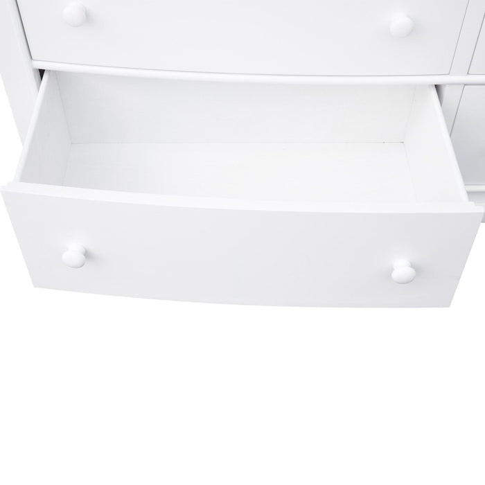 Sunset Trading White Shutter Wood 6 Drawer Double Dresser with Mirror