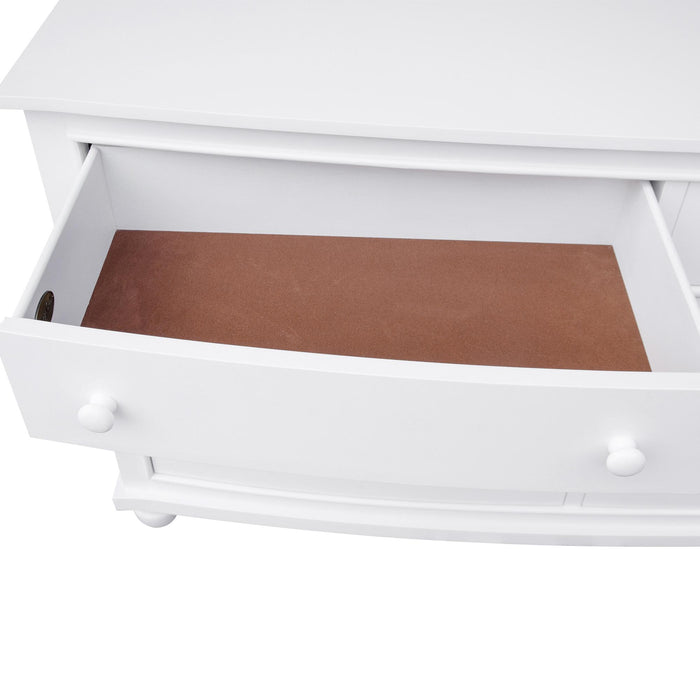 Sunset Trading White Shutter Wood 6 Drawer Double Dresser with Mirror