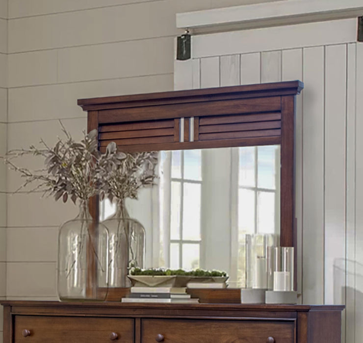 Sunset Trading Bahama Shutter Wood Mirror | Tropical Walnut Brown