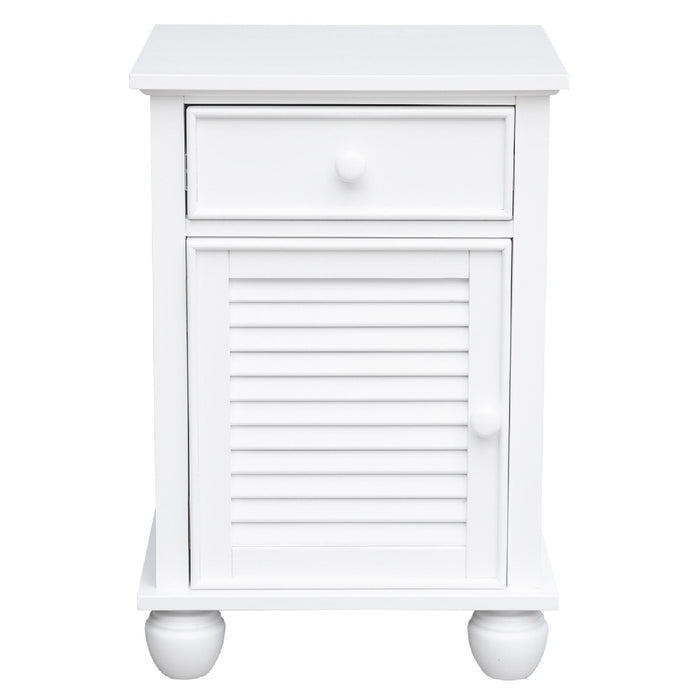 Sunset Trading White Shutter Wood Nightstand
