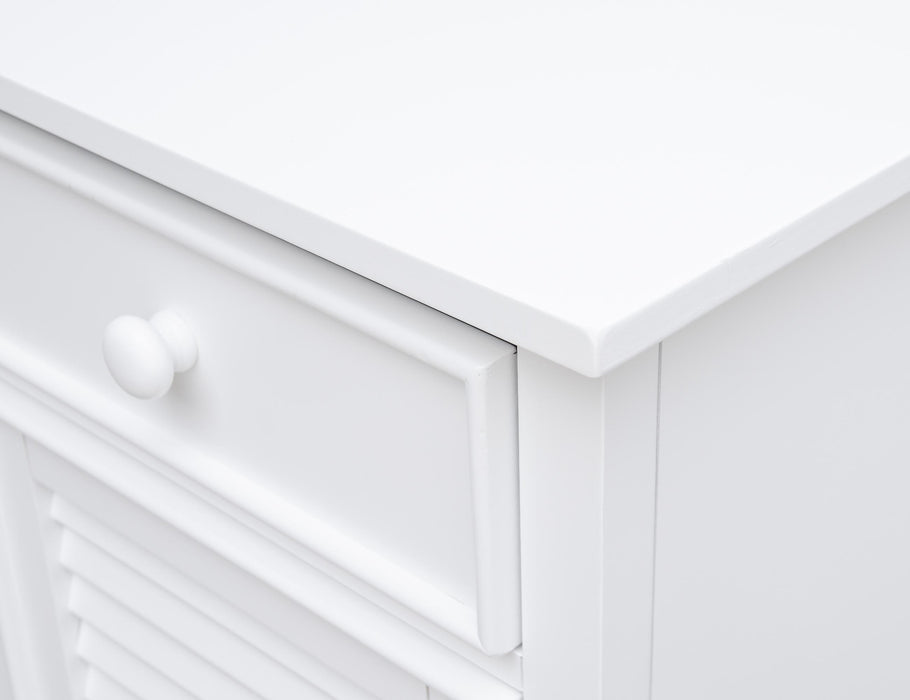 Sunset Trading White Shutter Wood Nightstand