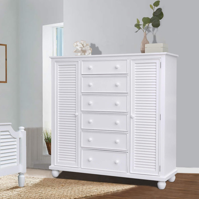 Sunset Trading White Shutter Wood Armoire