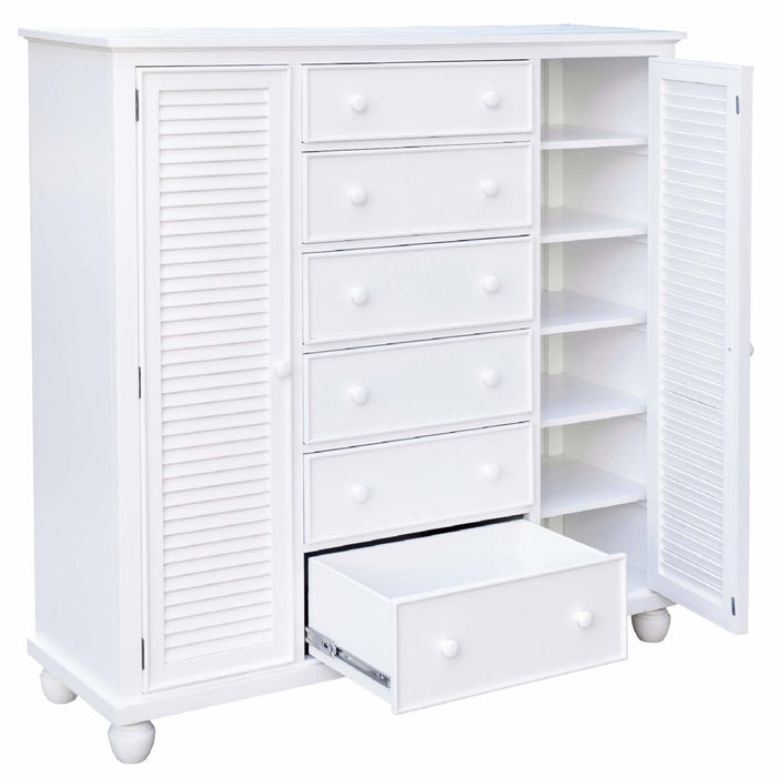 Sunset Trading White Shutter Wood Armoire