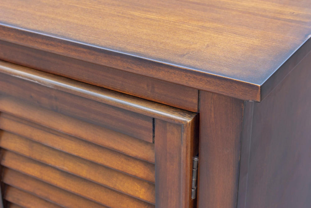 Sunset Trading Bahama Shutter Wood Armoire | Tropical Walnut Brown | Fully Assembled Wardrobe Bedroom Furniture