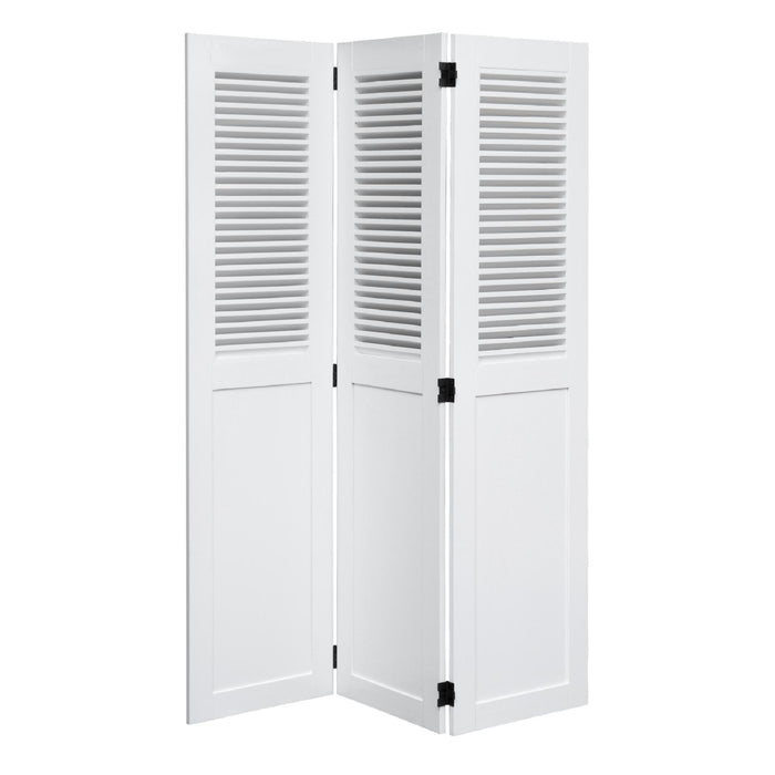 Sunset Trading White Shutter Wood Room Divider | Fully Assembled
