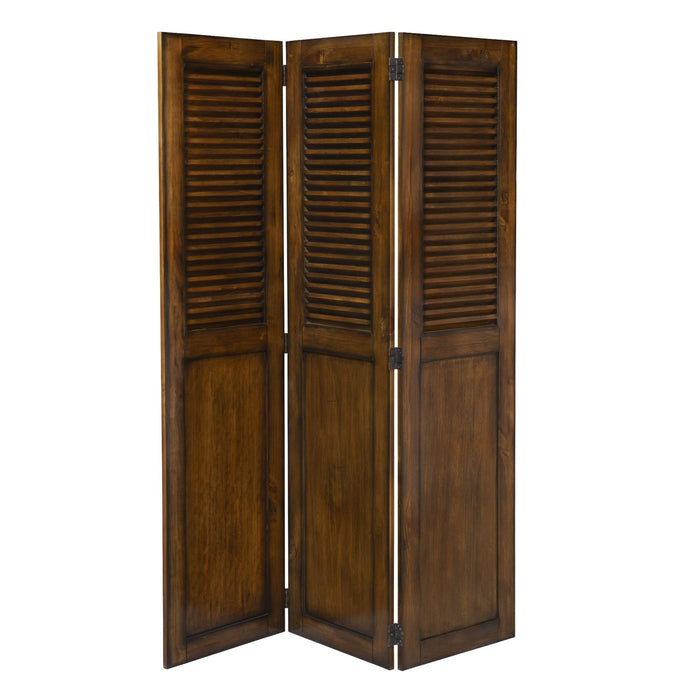 Sunset Trading Bahama Shutter Wood Room Divider | Fully Assembled | Tropical Walnut Brown