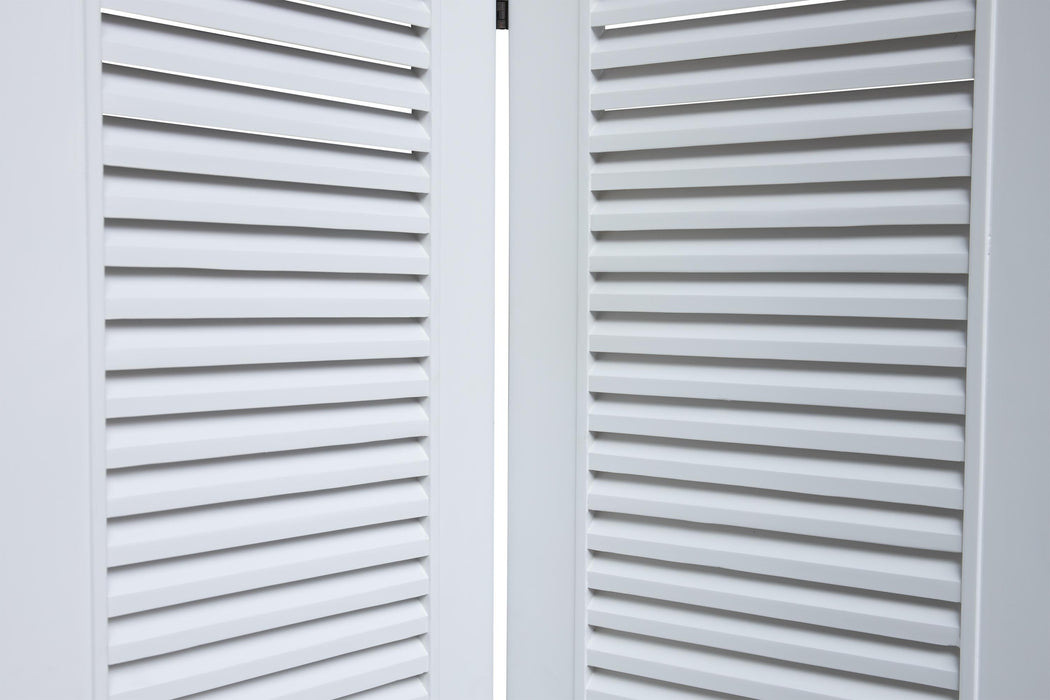 Sunset Trading White Shutter Wood Room Divider | Fully Assembled