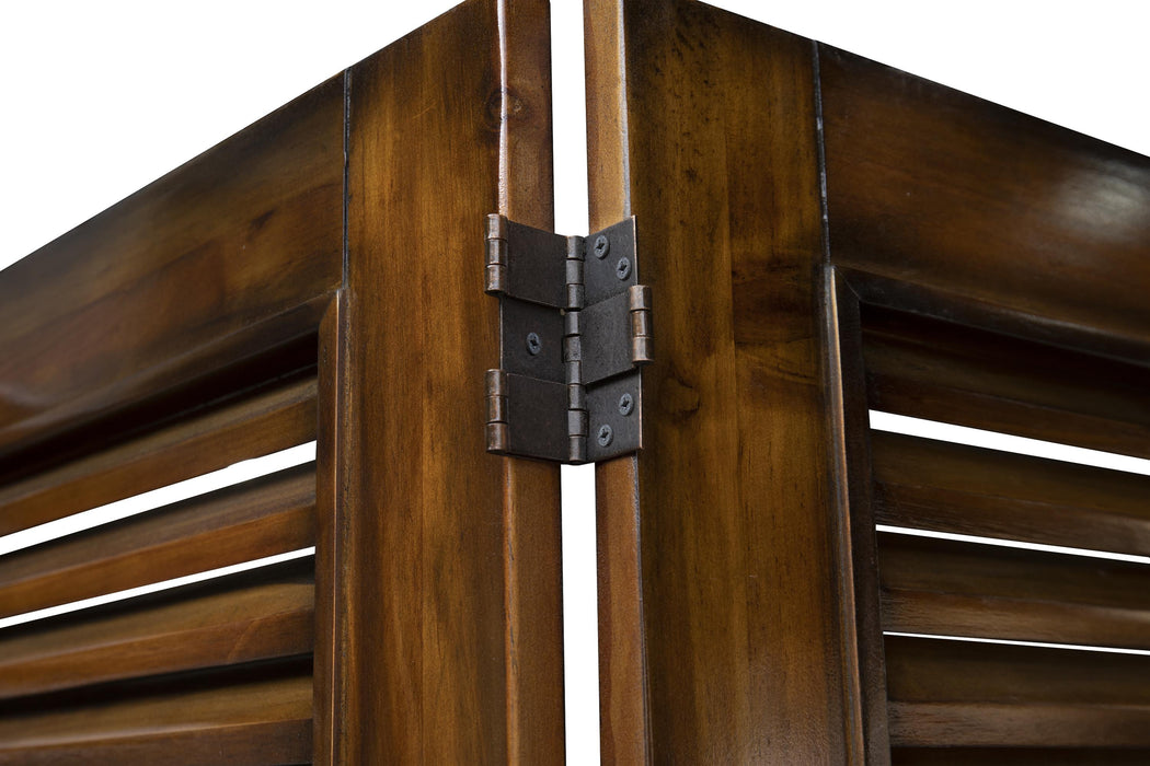 Sunset Trading Bahama Shutter Wood Room Divider | Fully Assembled | Tropical Walnut Brown