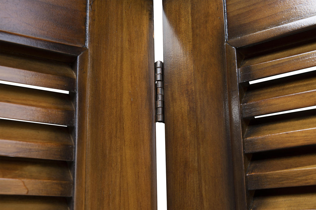 Sunset Trading Bahama Shutter Wood Room Divider | Fully Assembled | Tropical Walnut Brown