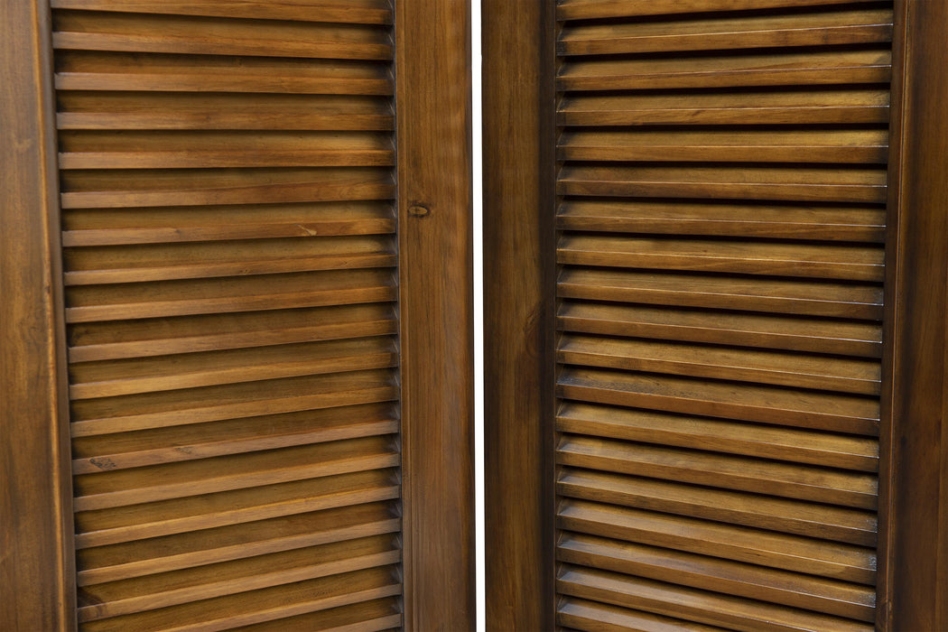 Sunset Trading Bahama Shutter Wood Room Divider | Fully Assembled | Tropical Walnut Brown