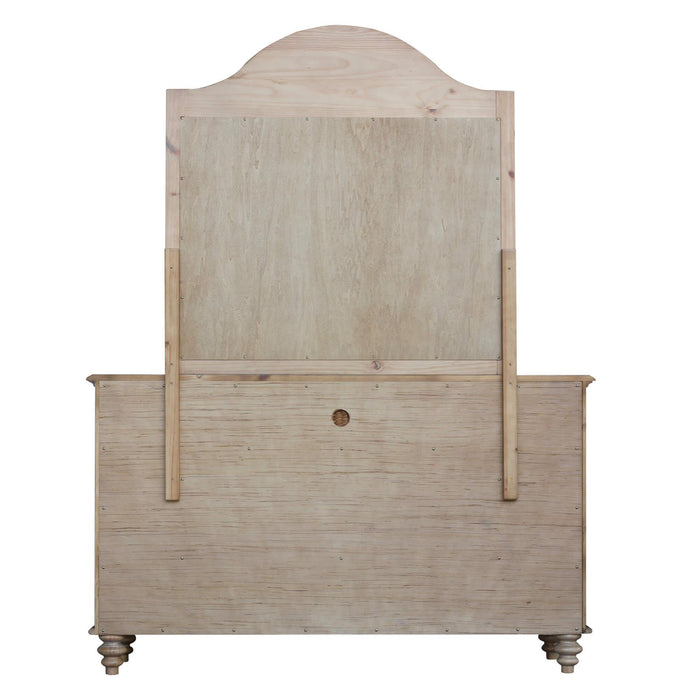 Sunset Trading Vintage Casual Dresser with Mirror | Distressed Natural Maple Acacia | Solid Wood