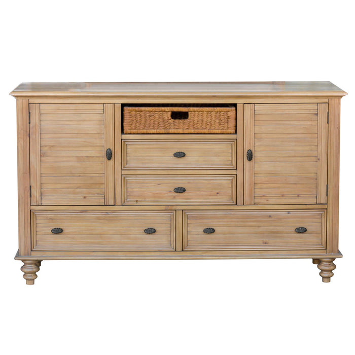 Sunset Trading Vintage Casual Dresser | Distressed Natural Maple Acacia | Solid Wood