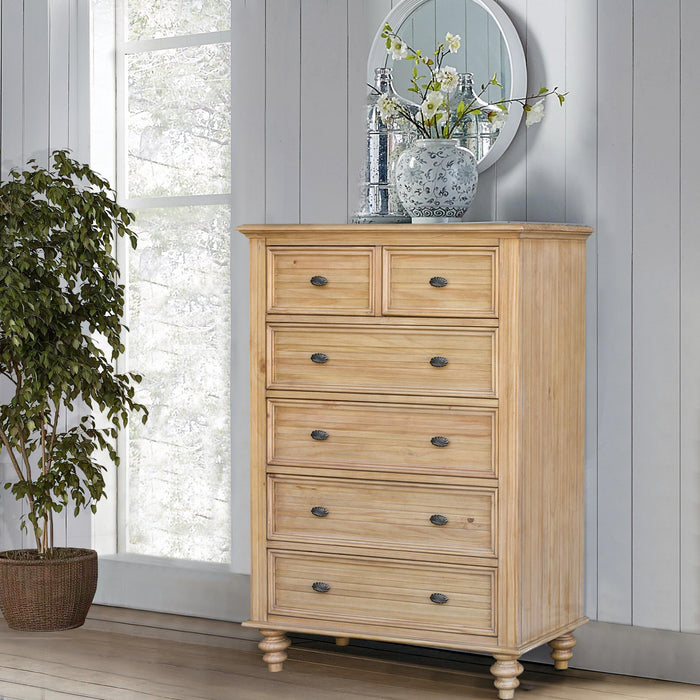 Sunset Trading Vintage Casual Bedroom Chest | Distressed Natural Maple Acacia | Solid Wood