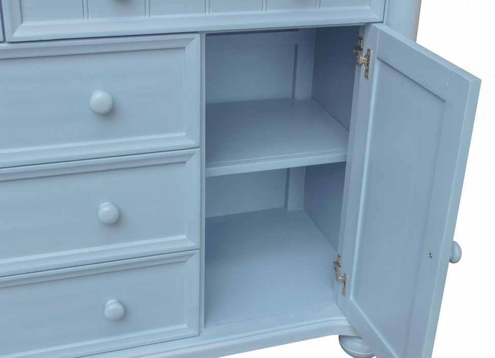 Sunset Trading Cool Breeze Bedroom Dresser | 5 Drawers 2 Storage Cabinets | Beach Blue | Fully Assembled