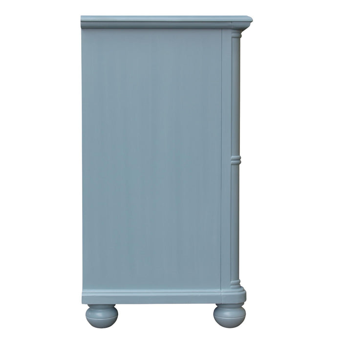 Sunset Trading Cool Breeze Bedroom Dresser | 5 Drawers 2 Storage Cabinets | Beach Blue | Fully Assembled