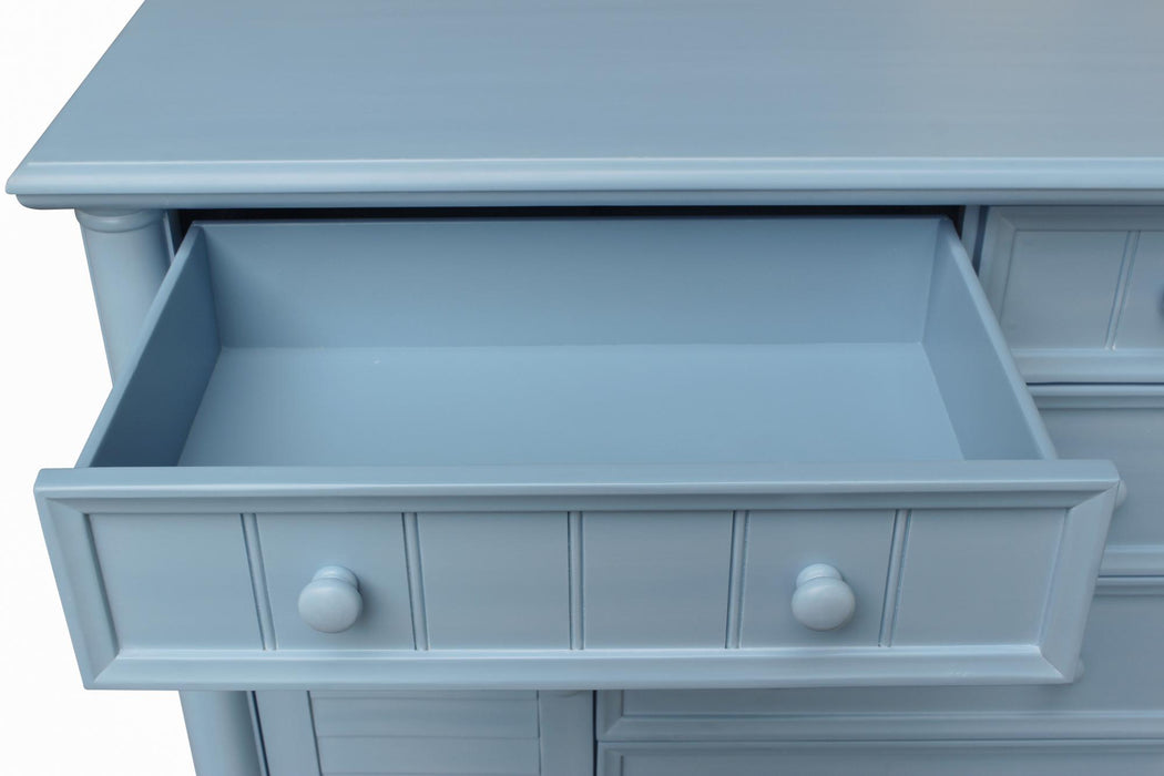 Sunset Trading Cool Breeze Bedroom Dresser | 5 Drawers 2 Storage Cabinets | Beach Blue | Fully Assembled