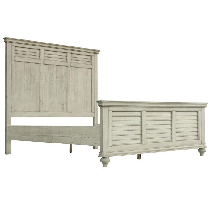 Sunset Trading Shades of Sand 5 Piece King Bedroom Set | Cream/Walnut Brown Solid Wood