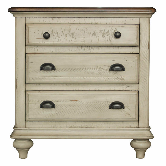 Sunset Trading Shades of Sand 5 Piece King Bedroom Set | Cream/Walnut Brown Solid Wood