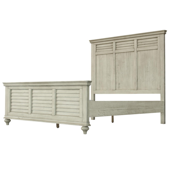 Sunset Trading Shades of Sand Queen Bed | Cream/Walnut Brown Solid Wood