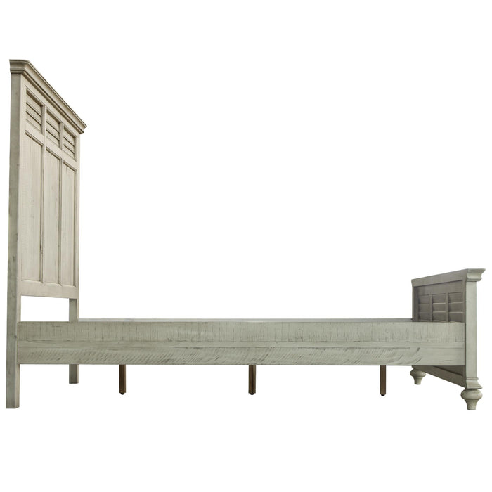 Sunset Trading Shades of Sand Queen Bed | Cream/Walnut Brown Solid Wood
